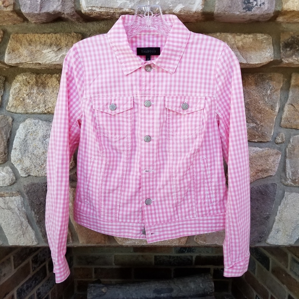 NWOT Talbots Gingham Jacket Size XS Pink